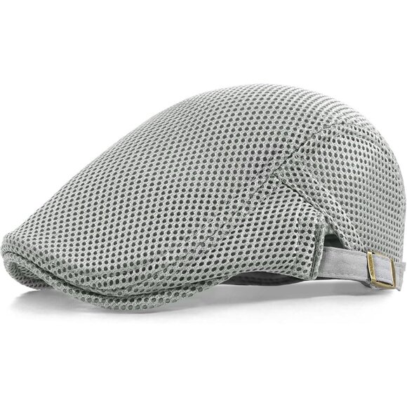 Men's Light Gray Knitted fabrics 100% polyester  Adjustable Beret Ivy Cap - Picture 1 of 7